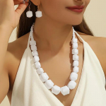 Euroopa ja Ameerika geomeetrilised k&otilde;rvar&otilde;ngad ja kaelakee komplekt kaelakee naiste lihtne isikup&auml;ra kaelakee valge