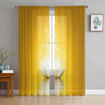 Lootose lillekollased l&auml;bipaistvad kardinad Elutoa aken T&uuml;llkardinad Magamistoa k&ouml;&ouml;gi jaoks Kodukaunistus Voile kardinad W135 x H115cm x1&Rod Pocket