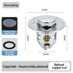 Valamu Pressitav Veekork Roostevastane Vedru Vask S&uuml;damik Drenaaž S&otilde;el Ummistusvastane L&otilde;hnavastane Tarvikud 60mm