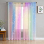 Rainbow Starlight Dreami &scaron;ifoonist l&auml;bipaistvad kardinad elutuppa magamistoa kodukaunistusteks akende h&auml;&auml;led t&uuml;llkardinad W135 x H245cm x1&Rod Pocket
