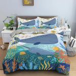 Multikas Allveemaailm Mereloomad Voodipesukomplekt Poistele T&uuml;drukutele Twin Queen Suurus Tekikate Padjap&uuml;&uuml;r Voodi Lapsed T&auml;iskasvanud 70x133cm 2pcs