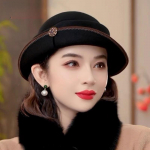 Naiste Talvine Peo Ametlik Fedora 100% Villavildist K&uuml;bar Daami &Scaron;ikk Cloche K&uuml;bar Naissoost Mood Peakate 57cm head 55-58cm must