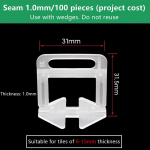 Plaatide tasanduss&uuml;steem Paigaldamine Tasapinnad Kiilud Joondus Vahet&uuml;kid Tasapinna lokaator Vahet&uuml;kid P&otilde;randakate Seina tase 1/1,5/2/2,5/3Mm