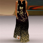 QICED Naiste suvised varrukateta pikad V-kaelusega kleidid nefriitlillega S