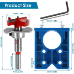 Peidetud 35 mm tassi stiilis hingede rakis puurimisava puurimisjuhik + Forstneri puul&otilde;ikur puusepa puidut&ouml;&ouml;tlemise meisterdamise t&ouml;&ouml;riistad sinine