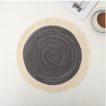 Nordic INS Style &uuml;marlauamatt, linasest puuvillast tutid, loomingulised alusmatid, alusalused, dekoratiivsed matid l&auml;&auml;nelikuks s&ouml;&ouml;gikohaks 38cm(With Tassels)&Round