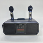 SD318 Bluetooth Karaoke S&uuml;steem: Kaks k&otilde;larit ja juhtmevabad mikrofonid mobiilse teleri meelelahutuseks tumesinine