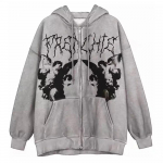 Suures suuruses Y2K kapuuts T&otilde;mblukuga dressipluus Angel Printing Jope avara pikkade varrukatega taskud T&auml;navar&otilde;ivad Hip Hop Meeste Naiste mantel Pullover Pusa XXXL