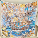 88*88cm Naiste 100% mooruspuusiidist sall, &scaron;all, ruudukujuline sall, kaelar&auml;tt 88*88cm sinine