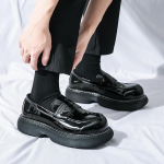 Meeste platvormkingad Loafer Kleit Lift Punkjalatsid K&otilde;rgust suurendav Ametlik Nahast Paks Tald Suures suuruses pugejad EU: 38 roheline