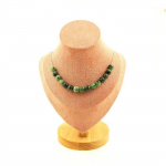 Pierres et Min&eacute;raux. Collier 15 perles Epidote d'Australie 8 mm. Chaine en acier inoxydable Collier femmes, hommes. Taille personna