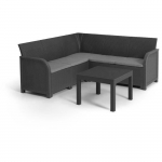 Salon de jardin - r&eacute;sine aspect rotin tress&eacute;- Allibert by KETER - 5 personnes - SanRemo - Gris graphite