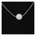 Pierres et Min&eacute;raux. Collier 1 perle Selenite du Maroc 8 mm Chaine en acier inoxydable.