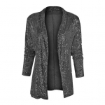 Naiste litritega kardiganmantel s&auml;rav avatud esiosaga bleiser slim fit &uuml;hev&auml;rviline 2XL must