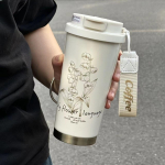 Maikelluke termos: 316 roostevabast terasest suure mahutavusega kohvitass k&otilde;rrega &ndash; stiilne kingitus t&uuml;drukutele 520ml roosa