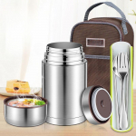 Multifunktsionaalne keeduklaas vaakumiga isoleeritud toidupurgi lusikas Suure mahutavusega toidutermos, roostevabast terasest s&ouml;&ouml;gikarp toidusupikolvi konteiner laste l&otilde;unakarp 750ml set