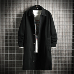 Kevad-s&uuml;gis meeste teksajakk Meeste avar keskmise pikkusega teksajakk, vabaaja mantel Meeste lahtik&auml;iva kraega Trenchcoat Korea moodsad &uuml;ler&otilde;ivad suures suuruses 5XL must