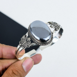 Looduslik &Scaron;ungiidi Kivi K&auml;sit&ouml;&ouml;na Valmistatud 925 Sterling H&otilde;bedast Mansettk&auml;ev&otilde;ru, &Scaron;ungiidi K&auml;ev&otilde;ru, Abikaasale, Unisex K&auml;ev&otilde;ru, Kingitused Kihluseks 6" h&otilde;be