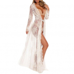 Bikini kampsun pikkade varrukatega paeltega avatud esiosaga pitskleit seksikas puhkusibluus ranna basseini kuumaveeallika pealekate valge