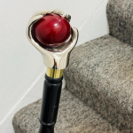 93.98 cm Beautiful Brass Handle Wooden Spiral Walking Stick-Unisex Designer Walking Cane