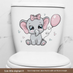 Armsad elevandikujulised veekindlad koomiksiga seinakleebised vannitoale - mudel MT23060 20x30cm (No bag)