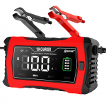 12V 24V 10A Automaatne laadija liitium-LiFePO4 AGM GEL pliiaku jaoks Mootorratta laadija 7-astmeline autolaadija UK PLUG punane