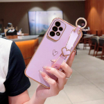 Luksuslik Love Heart pehme randmepaelaga kaetud silikoonist telefonihoidja &uuml;mbris Samsung S25 Ultra S24 FE S23 A55 A15 A25 S22 S22 S21 FE A54 A53 A52 5G Samsung S25 Ultra lilla