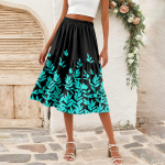 Naiste vabaaja k&otilde;rge v&ouml;&ouml;kohaga A-l&otilde;ikeline seelik t&auml;piline triibuline tr&uuml;kitud seelik taskutega XXL roosa