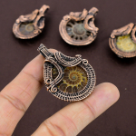 Ammonite Handmade Copper Wire Wrap Gift Jewelry Pendant 2.09 m4c64