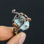 Republic Larimar Handmade Copper Wire Wrap Jewelry Ring Size 7 y7y93
