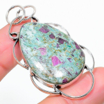 Ruby in Fuchsite Ethnic 925 Sterling Silver Jewelry Pendant 2.36 M0W09