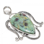 Ruby in Fuchsite Gemstone Ethnic 925 Silver Gift Pendant 3.07 w5F01