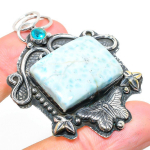 Republic Larimar, Blue Topaz 925 Sterling Silver Pendant 2.44 f2d67