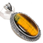 Tiger Eye Handmade 925 Sterling Silver Jewelry Pendant 2.76 c8k24