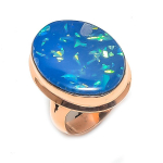 Blue Triplet Opal Handmade Copper Jewelry Ring Size 9 s3f85