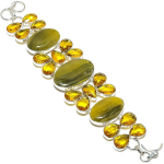 Bumble Bee Jasper, Citrine Handmade 925 Sterling Silver Bracelet 7-8 v0y09