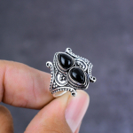 Black Spinel Handmade 925 Sterling Silver Jewelry Ring Size 6 Gift For Her f6s97