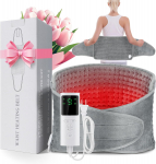 Electric heating pad with waist belt, 12 x22.8 +26.8 , 4 timer 9 heat settings & auto shut off, moist heat therapy