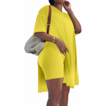 Naiste suures suuruses l&uuml;hikeste varrukatega tuunika ja kitsad l&uuml;hikesed p&uuml;ksid, 2-osaline &uuml;likond, spordir&otilde;ivaste komplekt XL