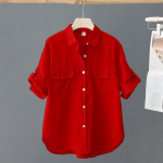 Alla keeratav kaelus Roosa &Uuml;hev&auml;rviline L&uuml;hikeste varrukatega Lai S&auml;rk ja Pluus Riided Top Vabaaja &Uuml;herealine Kevad Lihtne OL &Uuml;ler&otilde;ivad XXL veinipunane v&auml;rv