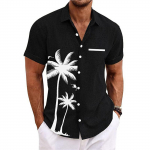 Hawaii s&auml;rk meestele, meeste vintage n&ouml;&ouml;pidega keeglis&auml;rgid l&uuml;hikeste varrukatega suvine rannas&auml;rk XXXL