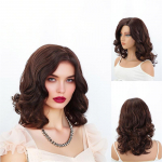 S&uuml;nteetiline Elegantne L&uuml;hike Lokkis Laine Juuksed Pruun Bob Parukas K&uuml;lgmise Lahknemisega Parukas Naistele Naturaalne Kohev Igap&auml;evaseks Cosplay Peo Kasutuseks pruun