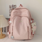 Jaapani magusa stiili seljakott naissoost kolledži- ja keskkooli&otilde;pilastele With Bear Pendant roosa