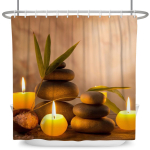 Maastik Du&scaron;ikardinad Oja Kivi Lootos Buddha Vannikardin Loodusvaade Veekindel Vannituba Kodu Dekoratsioon Konksudega W120xH180cm