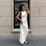 LYRIA Naine Elegantne Seksikas Prantsuse Ballikleit Pikk Valge Kleit Naiselik O-kaelusega Varrukateta Kleit Naised L valge