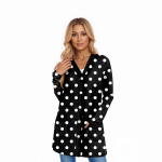 Naiste pikkade varrukatega kampsun, vabaajajakk taskutega, topp L must