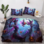 League of Legends mikrokiud voodipesukomplekt Laste sulet&auml;idisega tekikate Teismelise t&auml;iskasvanu m&auml;ngumustriga Komplekt Toakujundus 3 osa 90x200cm gray