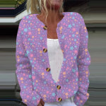 Naiste mood tr&uuml;kitud s&otilde;brap&auml;eva pikkade varrukatega silmkoeline kardiganist n&ouml;&ouml;biga sulejope XXL