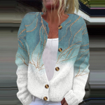 Naiste mood tr&uuml;kitud pikkade varrukatega kootud kardiganist n&ouml;&ouml;biga sulejope M