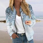 Naistele m&otilde;eldud jakid pikkade varrukatega, kerge lukuga, k&auml;rbitud moeprinteriga &uuml;ler&otilde;ivad vabaaja tepitud jakid taskutega S